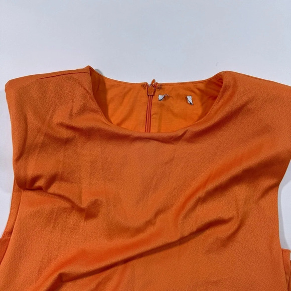 Evereve Zoe Strong Shoulder Midi Dress Size Small Tangerine - Picture 7 of 10